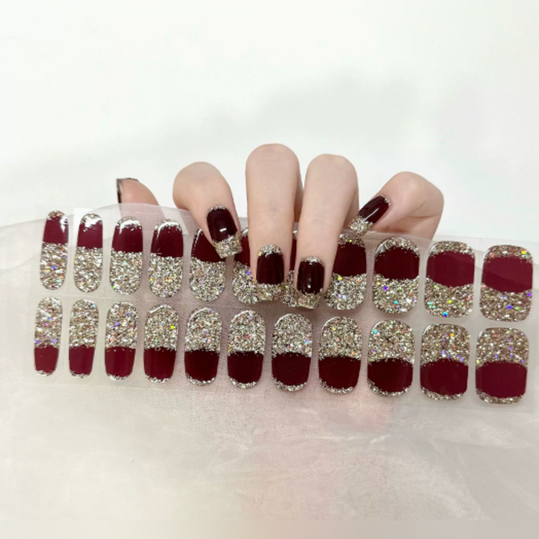 Vairely Burgundy Gold Glitter